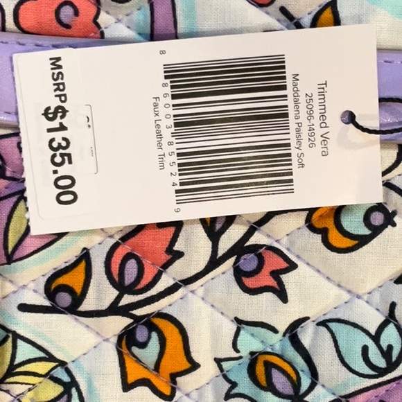 NWT VERA BRADLEY TRIMMED VERA TOTE IN MADDALENA PAISLEY - Picture 3 of 3
